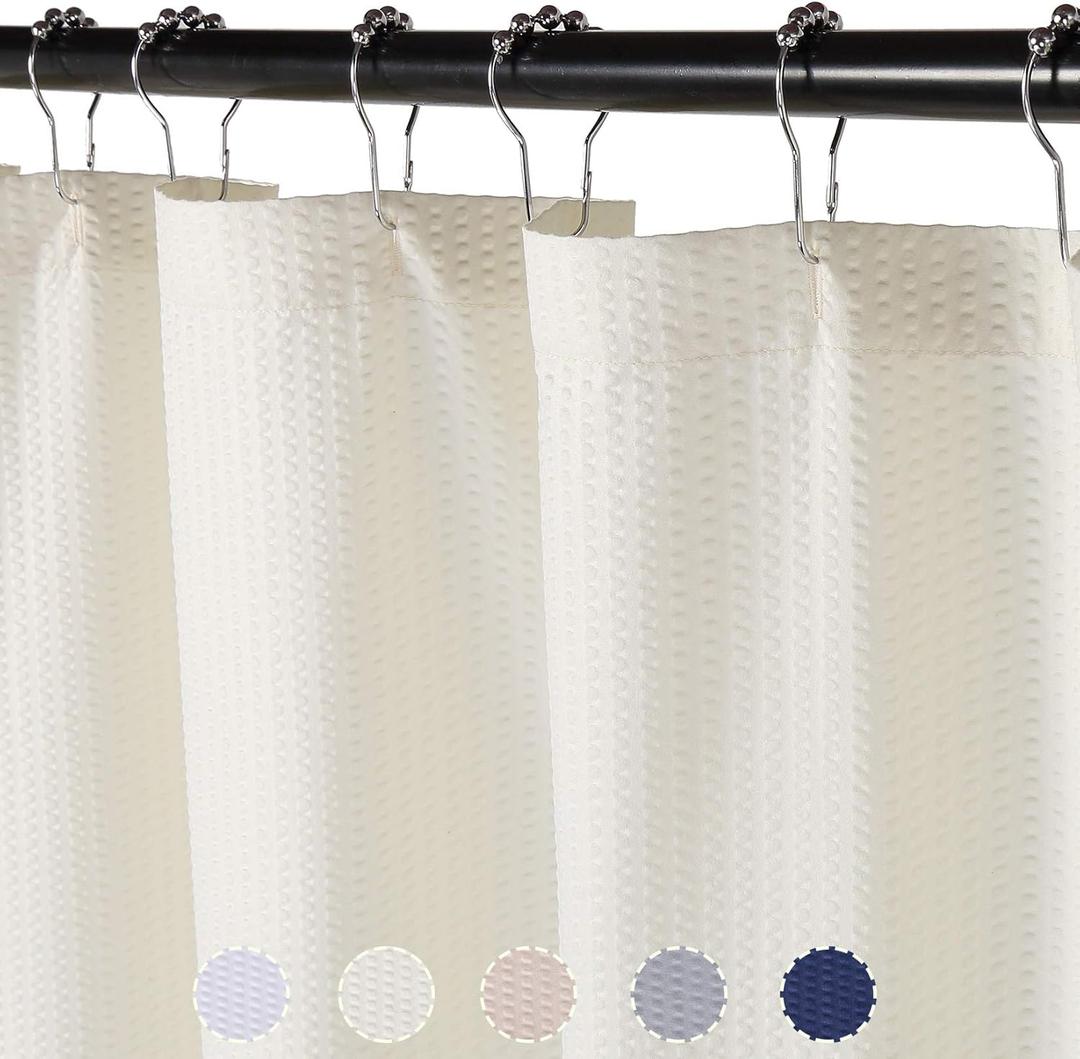 CAROMIO Soft Microfiber Fabric Shower Curtain or Liner for Bathroom, Decorative Embossed Pattern, Water Repellent, Cream, 72x84 Inches (72"W x 84"L (Pack of 1), Cream)