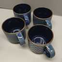 GBHOME 12 OZ Stackable Coffee Mugs, Ceramic Coffee Mugs with Texture Patterns for Man,Woman,Dad,Mom, Modern Coffee Cups Set of 4 for Latte/Cappuccino/Cocoa. Dishwasher&Microwave Safe (Moonlight Blue)
