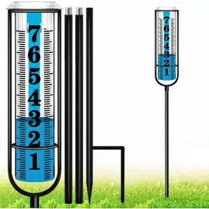 Rain Gauge outdoor, Upgraded Accurate Rain Gauges Outdoors best rated, Freeze Proof Thickened Transparent Plastic Rain Measure Gauge for Yard, Adjustable Height Large Rain Measuring Tool for Garden