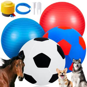 4 Pcs 20 Inches Giant Herding Horse Ball with Ball Cover Anti Burst Please Watch VCR for How to Inflation Horse Toys for Horses Stall Entertainment Play, Pump Included