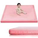 Huloo Sleep 2" Thick Extra Safety Baby Play Mat for Floor,Ultra Soft Elasti-Foam 50x50 Playpen Mat for Toddlers Infant Kids,Non-Slip Backing Safe for Crawling&Tummy Time,Tatami Style (Pink)