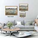 Floating Framed Canvas Wall Art, Vintage Blue Bicycle Flower Basket Wall Decor, Country Nature Landscape Wildflower Poster Print Paintings for Bathroom Living Room Bedroom Home Decor 12x16 inch