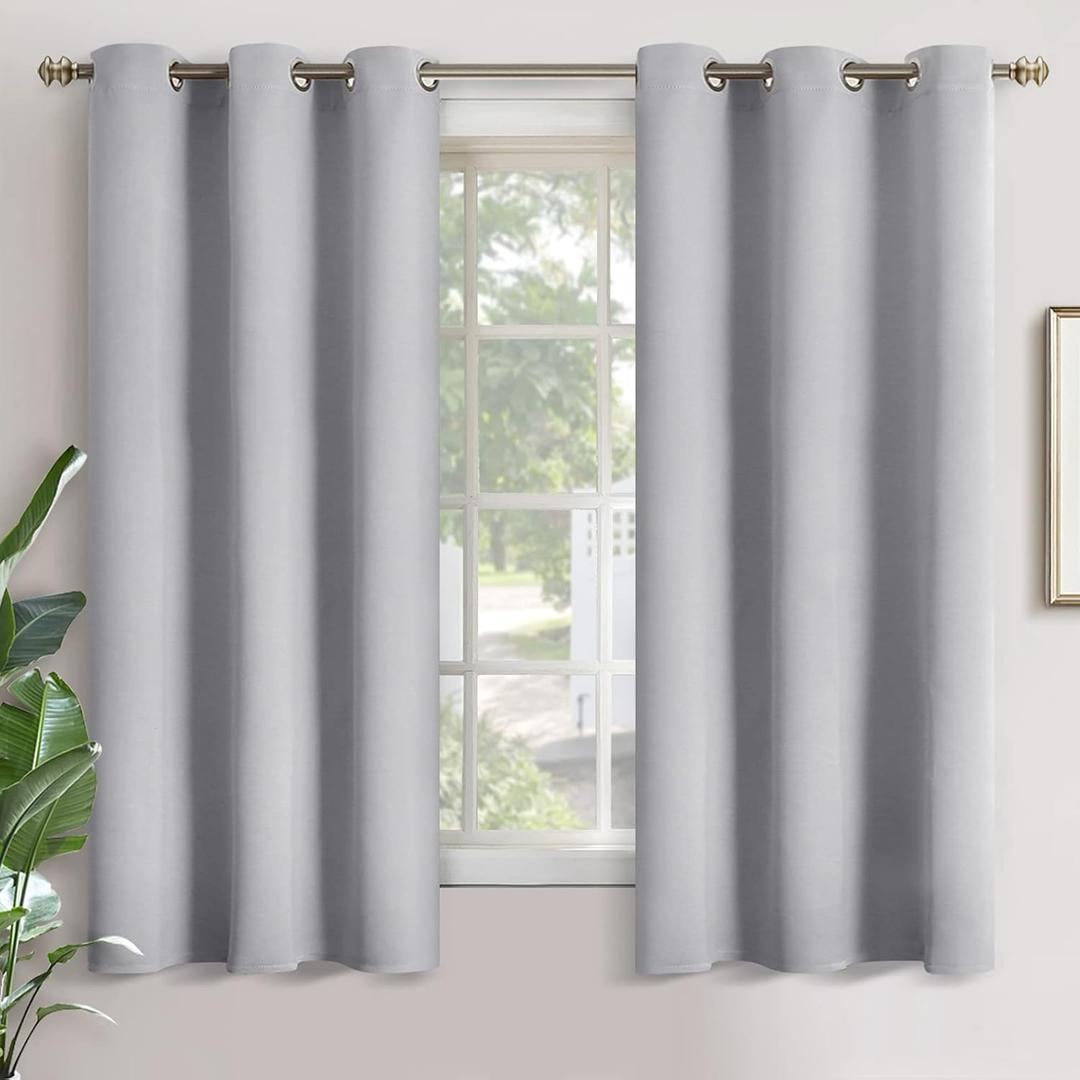 YoungsTex Light Grey Blackout Curtains 63 Inch Length for Bedroom - Thermal Insulated Window Drapes with Grommet Room Darkening for Kids Living Room, 2 Panels, 42 x 63 Inch