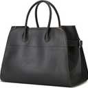 Vegan Leather Tote Bags for Women Large Tote Retro Top-handle Bag Trendy Work Bag PU Leather Purses (15.3" x 8.6" x 10.2", Black)