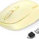 TECKNET Bluetooth Wireless Mouse (BT5.0/3.0 & 2.4G) Silent Click Compact and Portable USB Cordless Optical Computer Mice,Bluetooth Mouse for Laptop Computer Notebook PC,Yellow