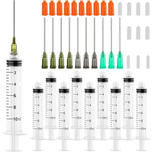10ml Glue Applicator Syringe with 14G 16G 18G Blunt Tip Needle and Cap, Suitable for Ink, Epoxy, Woodworking, Craft, Liquid Dispensing