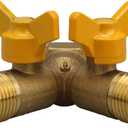 Mxfans 2 Way Natural Gas Splitter Solid Brass Y Shape 601 Steel Shank Gas Single Port Valve Threaded Connector for BBQs and Outdoor Fireplaces