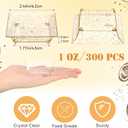 Mimorou 300 Pcs Mini Gold Glitter Clear Dessert Plates 1oz Disposable Appetizer Trays Bulk Small Square Plastic Dish for Party Birthday Wedding Tasting Serving Cake Salad Fruit Sauce Snack, 2.4 Inch