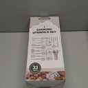 Kitchen Utensils Set-Silicone Cooking Utensils-33pcs Non-Stick Silicone Cooking Kitchen Utensils Spatula Set with Holder-Best Kitchen Cookware with Stainless Steel Handle (Khaki)