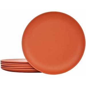 TP 10" Plate Set, 6-Piece Melamine Round Dinner Plates, Unbreakable Weighty Serving Dishes for Home, Outdoor Party, Restaurants, Orange