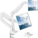 Dual Monitor Mount Fits 17 to 32 Inch Computer Screen, Dual Monitor Arm Hold 4.4-19.8lbs Each, Full Motion Monitor Desk Mounts for 2 Monitors, Gas Spring Monitor Stand, VESA Mount, Freelift (White)