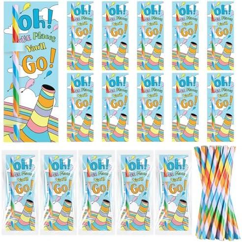 Marhpveua 24 Sets Oh The Places You' ll Go Pencils Gifts Bulk Oh the Places You'll Go Party Favors Graduation Pencil Favor Gift with Cards for Kindergarten Preschool Graduation Birthday
