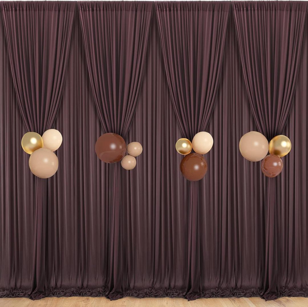 40 ft x 10 ft Wrinkle Free Brown Backdrop Curtain for Parties, Wedding Brown Photo Backdrop Drapes, Fabric 8 Panels 5ft x 10ft for Baby Shower Photoshoot Engagement Birthday Photography Background