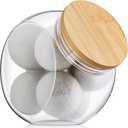 1 Pack Dryer Ball Holder for Laundry Room Plastic Laundry Pods Container 0.56 Gallon Bathroom Jar Container Dishwasher Pods Detergent Organization Dispenser with Bamboo Lid