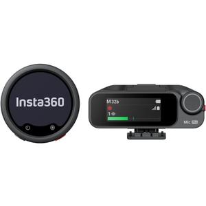 Insta360 Mic Pro (1 TX + 1 RX), Wireless Mini Lavalier Microphone for iPhone/Camera/Android, Video Recording, Bluetooth, Customizable E-Ink Display, 3-Mic Array, Available for Lightning Device