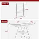 Sakugi Clothes Drying Rack, 55.5" Adjustable Wings, Foldable Design | Laundry Room, Bedroom, Outdoor & Indoor Use, Height Adjustable, Collapsible, Silver White, 55.5" L 22.8" W, Large