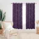 Deconovo Grommet Blackout Curtains, Noise Reducing Gold Foil Wave Print Curtain, 52W x 72L Inch, Purple Grape, Set of 2 Panels, Room Darkening Thermal Insulated Drapes for Living Room