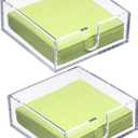 Acrylic Cocktail Napkin Holder for Table, Clear Beverage Napkin Holder Square Rectangle for Dinner, Kitchen, Bathroom, Restaurant, Bar (2 Pieces, 5.5 x 5.5 Inch)