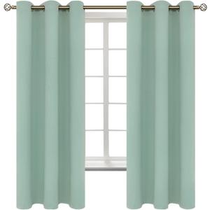 BGment Blackout Curtains - Grommet Thermal Insulated Room Darkening Bedroom and Living Room Curtains, Set of 2 Panels (38 x 63 Inch, Frosty Green)