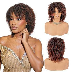 Short Synthetic Dreadlock Wig for Black Women, Afro Curly Faux Locs Braided Hair with Glueless Realistic Twist - Crochet Braided Wigs（1B/350#）