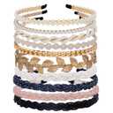 LYroo Pearl Headbands Beaded Headband Metal Head Bands No Slip Hair Accessories for Women Girls,10 Pack (Mix color-3)
