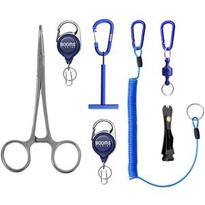 Booms Fishing FF3 7 PCS Fly Fishing Tools Kit, Fishing Knot Tool and Line Clipper Retractor, Magnetic Net Release with Lanyard, Fly Fishing Tippet Spool Holder, Hook Remover Forceps