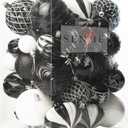 Christmas Ball Ornaments Set Assorted Shatterproof Ornaments 63 PCS Shaped Styles Xmas Tree Holiday Decorative,Black