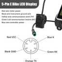 Electric Bike LCD Display, 5 Pin E Scooter M5 Panel Meter Screen with Waterproof Connector, E Bike Display Meter Control Panel Screen Suitable for 31.8 22.2mm Handlebar Electric Bike (No. 2 Protocol)