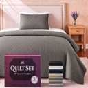 Twin Quilt Bedding Set | Lightweight Summer Bedspread 2 Pc
Bed Quilts & Coverlet Set w 1 Sham | Soft Breathable Down Alternative | Oversized 68 x 86 in, Twin Size | Taupe