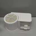 Anyoifax 360 Rotating Makeup Brush Holder 7 Slots Makeup Organizer with Drawer Removable Spinning Cosmetic Storage Pen Holder for Vanity, Dresser, Desk, White (Large)