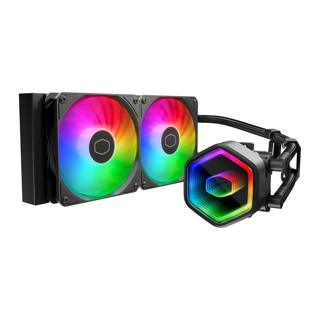 Cooler Master 240 Core II Liquid CPU AIO Cooler 240mm Radiator, Dual ARGB PWM Fans, Infinity Mirror Dual-Chamber Pump, Low Noise Cooling & Easy Installation, AMD AM5/AM4 & Intel LGA 1851/1700, Black