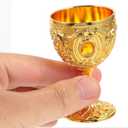 Cabilock Vintage Chalice Medieval Goblet, 30ml Shot Glass Brass Gold Wine Glasses Goblet, Communion Cup, Cocktail Glass Cup for Home Bar Wedding Party Supplies