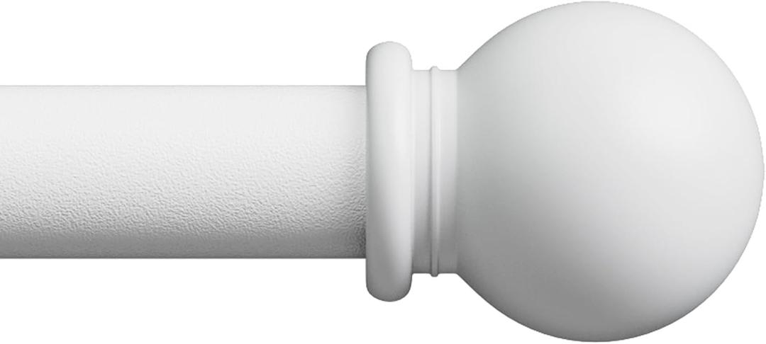 White Curtain Rods for Windows 28 to 48 inch, Adjustable 5/8 Diameter Drapery Rod Set with Brackets, Heavy Duty Metal Standard Curtain Rod for Bedroom, Kitchen, Easy Install Wall Mount