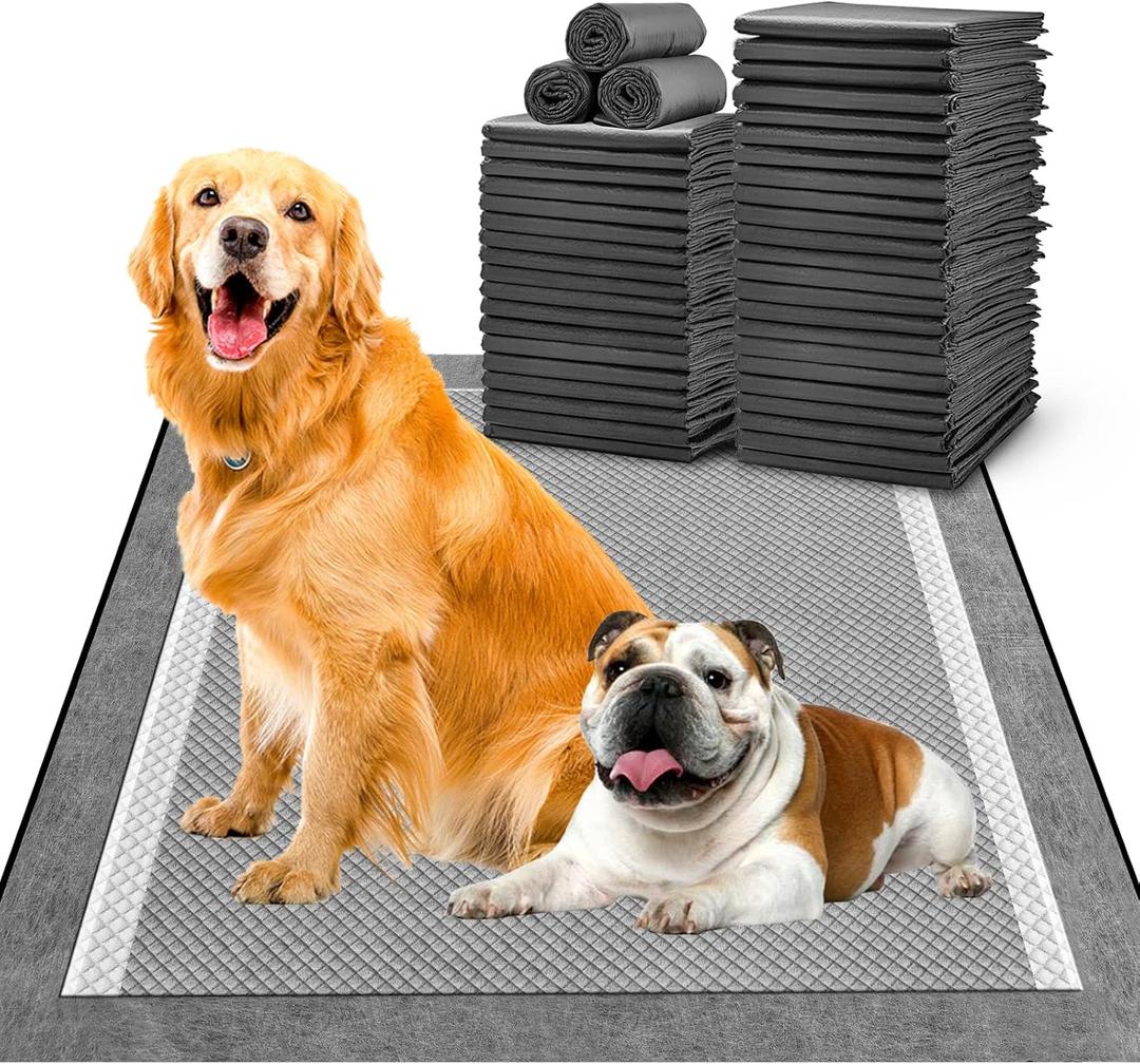 MIZOK Pee Pads for Dogs - Large 28x34 Inches, Charcoal Puppy Pads, Absorbs Up to 8 Cups of Urine, 6-Layer Leak-Proof Wee Wee Pads (40 Counts) (Large 28"x34" 40 Count)