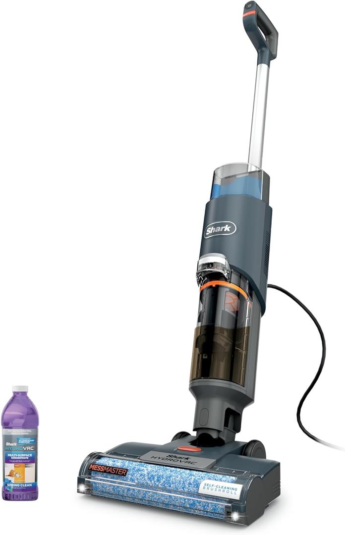 Shark HydroVac MessMaster Wet Dry Corded Vacuum Cleaner, 3-in-1 Multi-Surface Vacuum Mop & Self-Cleaning System, Lightweight, Powerful Suction, for Hard Floors & Area Rugs, Navy, WD161