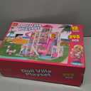 Lehoo Castle Doll House Dreamhome, 4-Story 12 Rooms Dollhouse Playhouse with Doll and Furniture, Pretend Dream Dollhouse Playset Pink Girl Toys, Sturdy Construction, Easy to Move, Ideal Gift Toy