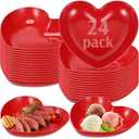 Domensi 24 Pcs Valentines Heart Shaped Bowls 8.66 Inch Heart Shaped Wheat Straw Plates Bulk Unbreakable for Dinner Appetizer Sauce Dish Dipping Snack Sushi Salad Fruit Dessert Steak Serving(Red)