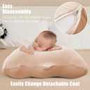 Muslin Nursing Pillow for Breastfeeding, 100% Cotton Cover Original Plus Size Breastfeeding Pillows for More Support for Mom and Baby, Removable Muslin Cover, Light Tan