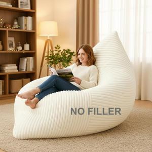 Honeydak 3 in 1 Giant Bean Bag Chair Cover Only (No Filler) Convertible Bean Bag Lazy Floor Sofa Cover Without Filling Washable Multifunctional Stuffed Animal Storage for Bedroom Living Room (Creamy White)