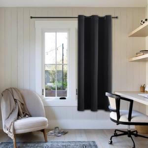 ChrisDowa Small Window Curtains 40 inches Long for Bedroom - Grommet Short Thermal Insulated Room Darkening Curtains for Kitchen (1 Panel, Black, 29 x 40 Inch)