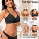 Vertvie Womens Seamless Jelly Bras No Underwire Comfort Push Up Bras Buttery Soft Wireless Bralette Full Coverage Sports Bra (Black, L)