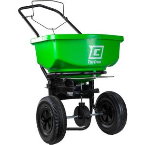 Chapin 89200A Spreader, Lawn and Garden, 80Lbs, All Season, TurfPro, Broadcast, Push, Walk Behind, 12" Tires, Weather-Proof, Poly Hopper, Pull-Bar Lever with 30 Setting Gate, Fertilizer and Seeds