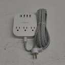 Power Strip with USB C, 3 Outlets 4 USB Ports (22.5W/4.5A) Desktop Charging Station, Flat Plug, 15ft Braided Extension Cord, Non Surge Protector for Travel, Cruise Ship, ETL Listed (White)