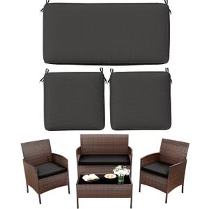 3 Pack Outdoor Replacement Cushions, Fit for 4-Seater Wicker Rattan Patio Conversation Set, 36x18x3,18x18x3, Liner & Cover