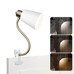 Desk lamp Eye-Caring Table Lamps, 360°Rotation Gooseneck Clip on Lamp Reading Light, Portable Reading Book Light, Clamp Light, Study Desk Lamps for Bedroom and Office Home Lighting (Black and White)