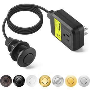Garbage Disposal Air Switch Kit Sink Top Waste Disposal Stainless Steel Black On/Off Air Button Food and Waste Disposals Part by Etoolcity, UL Listed