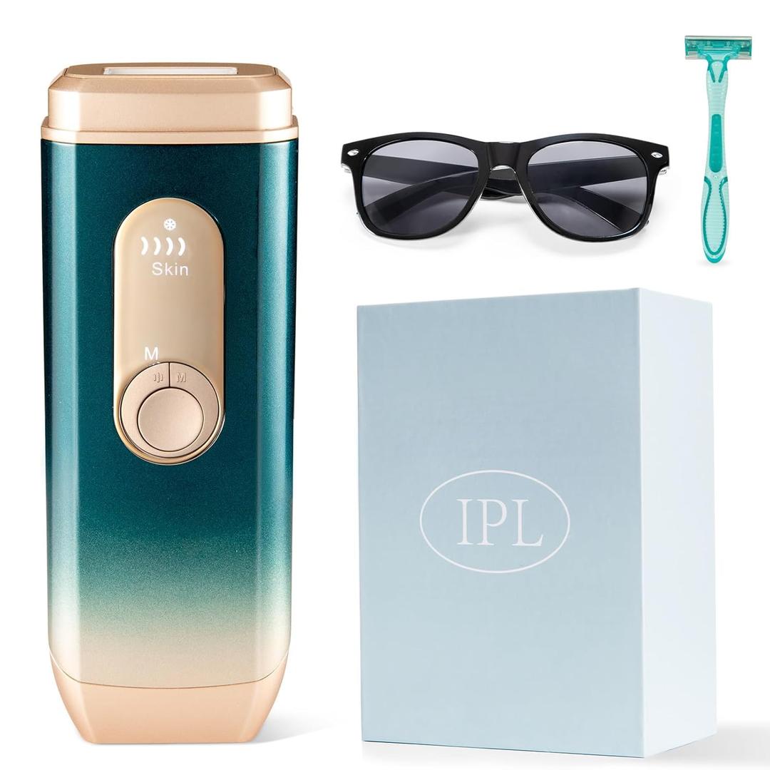 Laser Hair Removal for Women and Men, IPL Laser Hair Removal Device Safe at-Home use for Nearly Painless for Facial Legs Arms Whole Body Use(Green)