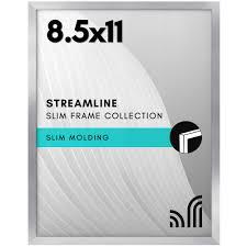 Americanflat 8,5x11 Picture Frame with Shatter-Resistant Glass - Streamline Collection - Thin Border Photo Frame for Tabletop and Wall Display - Hanging Hardware and Easel Stand Included - Grey