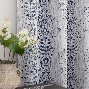 72 Inch Curtains for Living Room,Grommet 50% Heat Blocking Coastal Unique Moroccan Patterned Print Blackout Curtains 72 Inches Long for Bedroom 2 Panels Set,Navy Blue