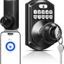 TEEHO TE018 Smart Door Knob with Keypad, App Control, Keyless Entry Digtal Door Lock with Handle, Remote Share One-Time Code, Auto Lock, Easy Installation for Front Door, Bedroom, Rental, Matte Black